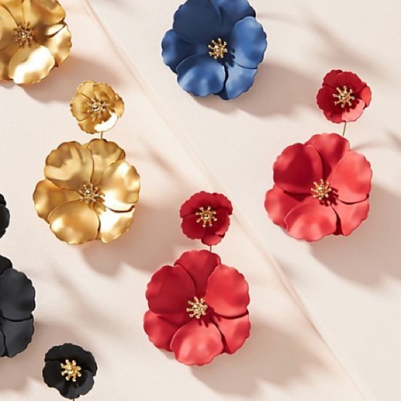 Red Flower Power Drop Earrings - Picture 5 of 5